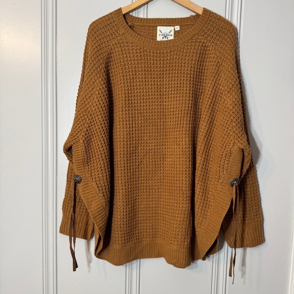 Cotton Rye Sweaters - Cotton & Rye Texana Concho Brown Round Hem Crew Neck western Fringe sweater‎ XXL